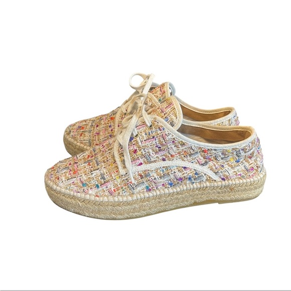 Anthropologie Lace-Up Tweed Espadrille Sneakers, Multicolor, Euro 41/ US 10 - Picture 5 of 9